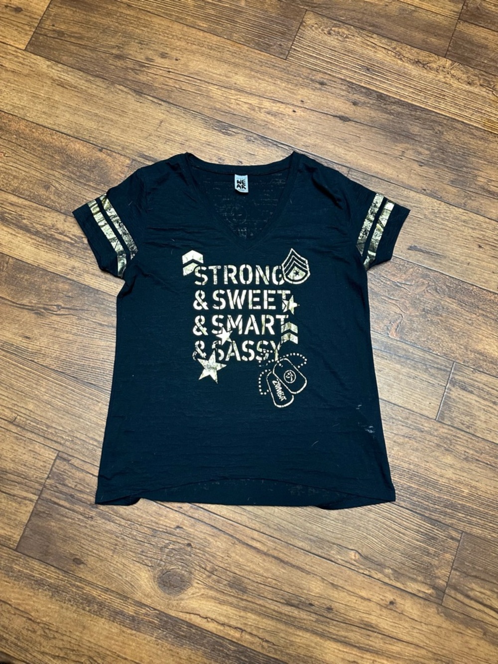 Zumba Fitness Black Tee with Gold Accent